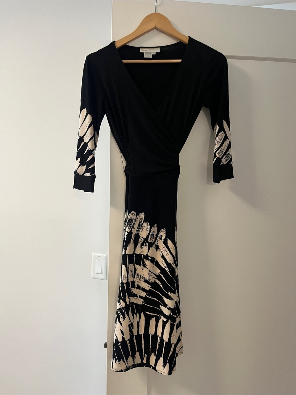 Morgan McFeeters Black Mid-Length Dress with Cream Brushstroke Accents